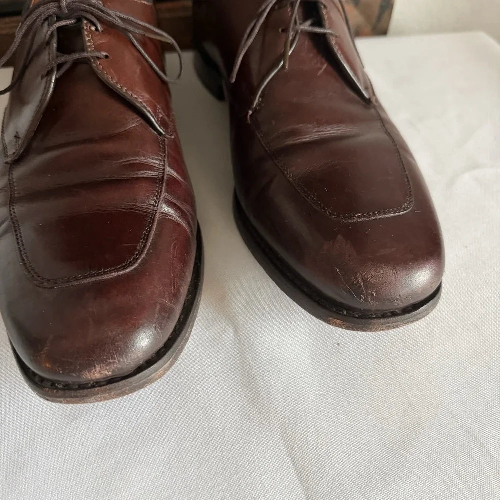 Allen Edmonds Burton Oxford‎ Mens Sz 9.5 D Brown Made In USA Leather Dress Shoes
